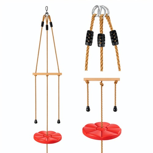 Wooden handle tree swing set - wooden,