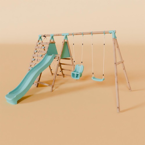 Double wooden swing - double, with